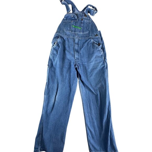 Key Apparel Bib Overalls Mens W38 x L30 Blue Jean Denim Baggy Long Pockets - Picture 1 of 7